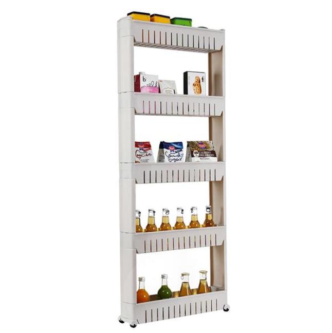 2022 Boxes & Bins 5 Tier Mobile Shelving Unit Organizer Slide Out Storage Tower Slim Rack with Wheels Pull Pantry Shelves Cart for Kitchen Bath Room N