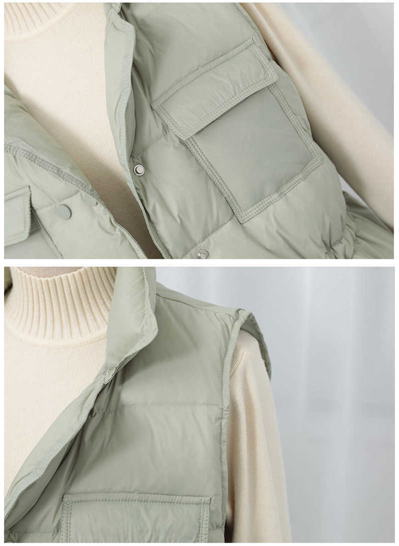 Autumn Winter Duck Down Jackets Women Vest Short Tunic Waistcoat Spring Puffer Jacket Slim Parkas 210819