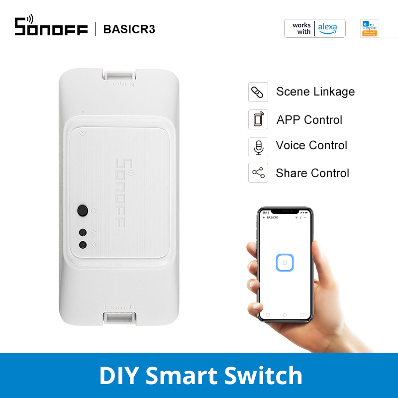 SONOFF BASIC R3 Smart ON/OFF WiFi Switch, Light Timer Support APP/LAN/Voice Remote Control DIY Mode Works With Alexa Google Home
SONOFF BASIC R3 Smart ON/OFF WiFi Switch, Light Timer Support APP/LAN/Voice Remote Control DIY Mode Works With Alexa Google Home