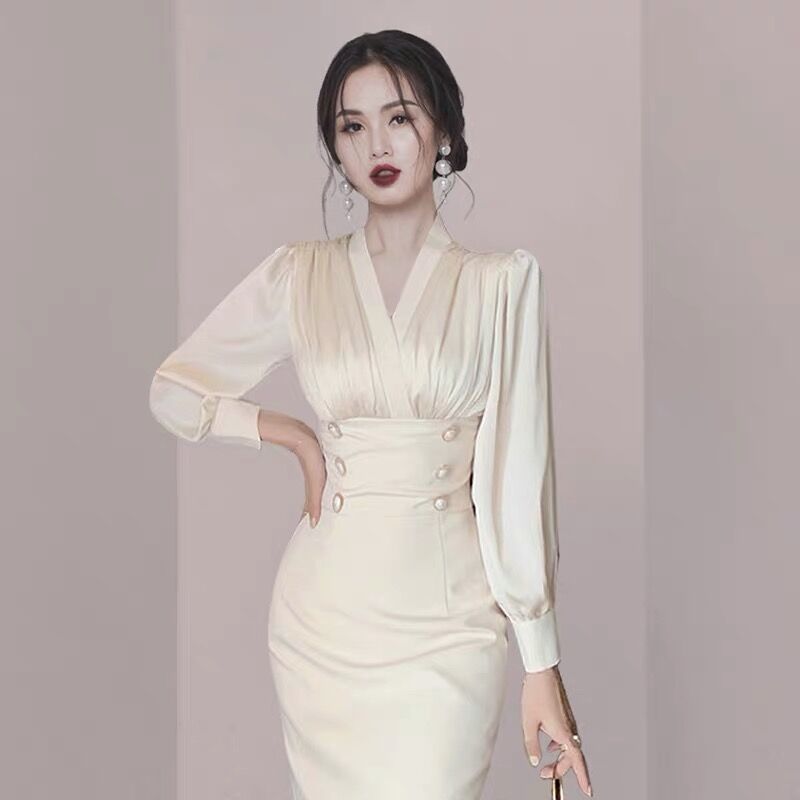 Women Office OL Full Sleeve Mini Pencil Work Dresses High Waist Patchwork Bodycon Double breasted Slim Dress Vestidos 210518