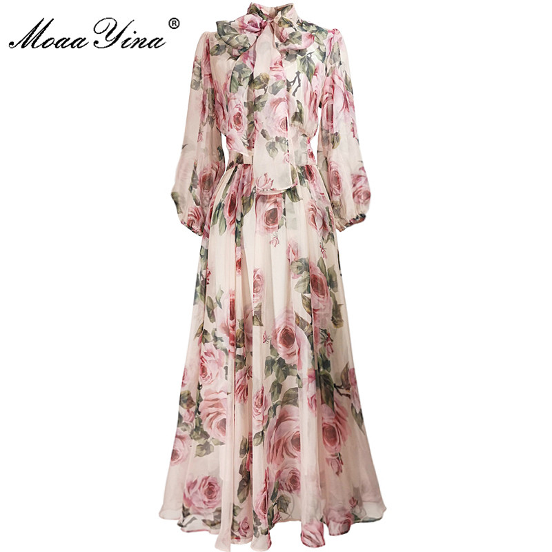 MoaaYina Spring Summer Fashion Designer dress Women Dress Bow collar Rose Floral-Print Elegant Vacation Chiffon Dresses, Pink
MoaaYina Spring Summer Fashion Designer dress Women Dress Bow collar Rose Floral-Print Elegant Vacation Chiffon Dresses, Pink