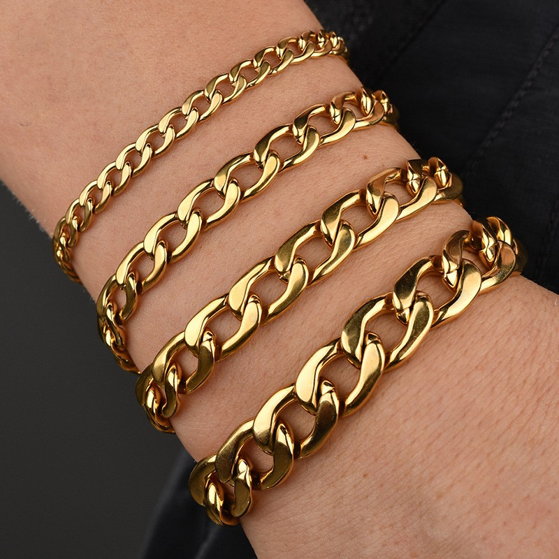 Man and Woman Couple's 18K Gold Plated Stainless Steel Chain Bracelet Wholesale