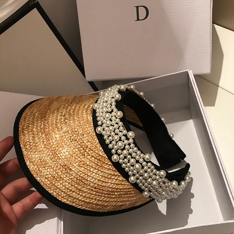 Women Holiday Beach Visors Hat Vintage Handmade Pearl Straw Cap Fashion Travel Vacation Caps Outdoor Sun Protection Visor Hats, As pic
Women Holiday Beach Visors Hat Vintage Handmade Pearl Straw Cap Fashion Travel Vacation Caps Outdoor Sun Protection Visor Hats, As pic