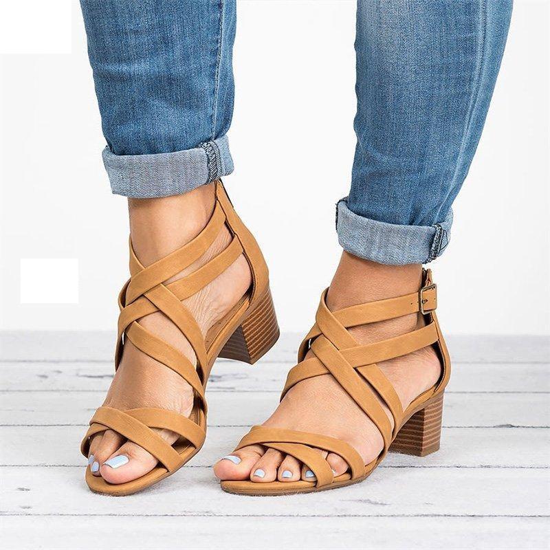 Dress Shoes Women Summer Mid Heels Open Toe Sandals Ladies Gladiator Block Heel Cross Strap Roman Black Big Size Zapatos Mujer
Dress Shoes Women Summer Mid Heels Open Toe Sandals Ladies Gladiator Block Heel Cross Strap Roman Black Big Size Zapatos Mujer