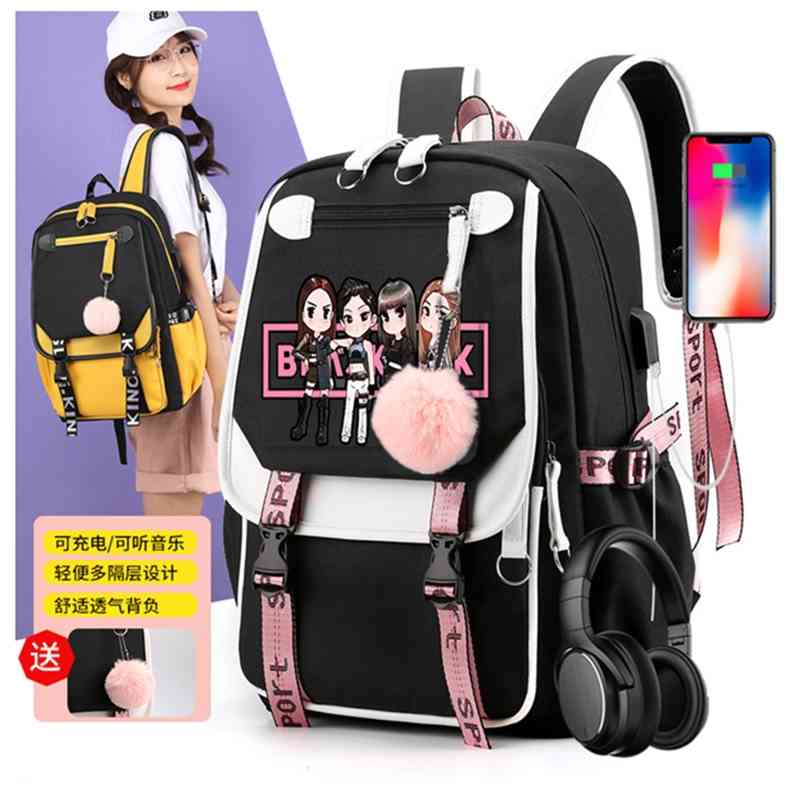 Blacklink Park Choi Ying Lisa Kim Ji soo same starsky backpack Korean USB, Black and white
Blacklink Park Choi Ying Lisa Kim Ji soo same starsky backpack Korean USB, Black and white
