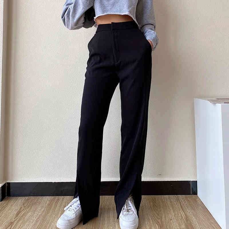 Spring Women Vintage Solid High Waist Split Long Pants Office Lady Bottom Korean Streetwear Casual Wide Leg Trousers 210517, Black
Spring Women Vintage Solid High Waist Split Long Pants Office Lady Bottom Korean Streetwear Casual Wide Leg Trousers 210517, Black