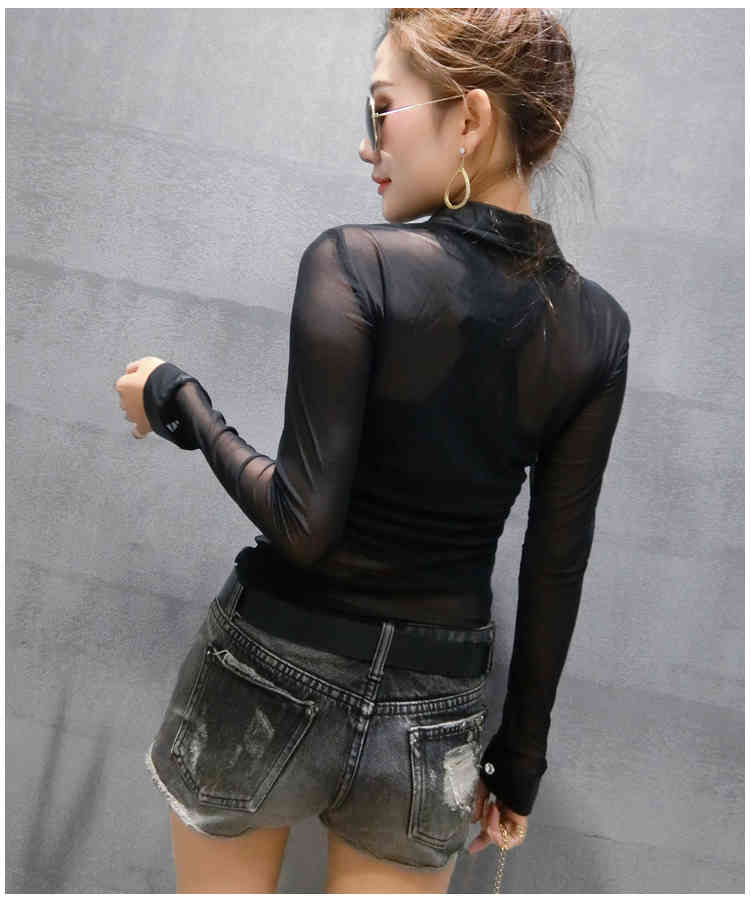 see through top women sexy shirt blusas blouses Long sleeve plus size tops office ladies chiffon blouse 4443 50 210506
