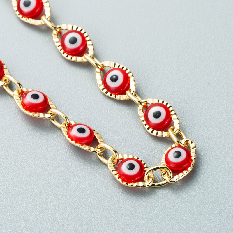 Creativity Handmade Blue Evil Eye Beads Copper Chain Bracelet for Women Gift