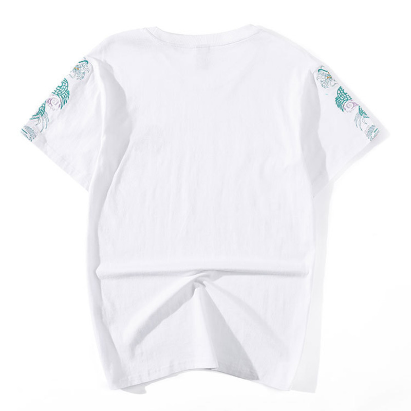 IEFB China Dragon Embroidery Cotton Short Sleeve T-shirt Men's Summer Loose Couple Tee Tops 9Y6009 210524