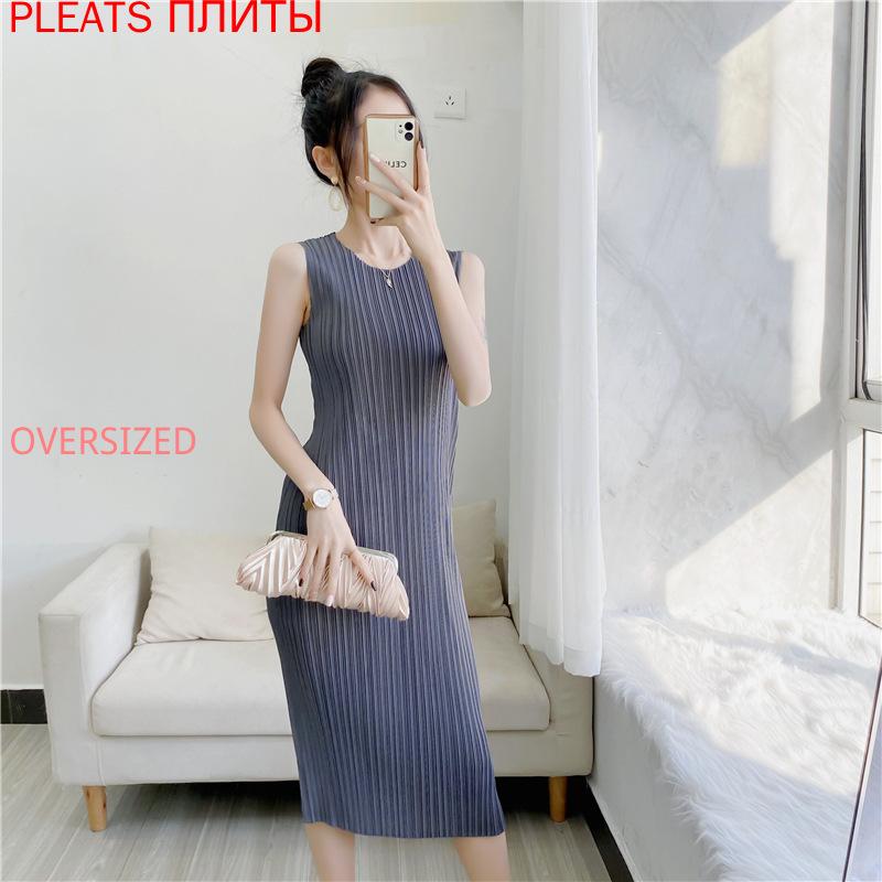 Casual Dresses 2021 Summer Pleats Dress Miyake Pleated Sleeveless Round Neck Slim Slimming Mid-length, Black
Casual Dresses 2021 Summer Pleats Dress Miyake Pleated Sleeveless Round Neck Slim Slimming Mid-length, Black