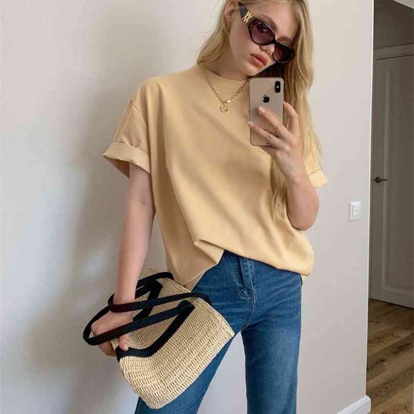 WOTWOY Summer Oversize Short Sleeve T-Shirt Women Casual Basic Tee Shirt O-neck Cotton Black White Harajuku Tops Female 210720, 20313-light pink
WOTWOY Summer Oversize Short Sleeve T-Shirt Women Casual Basic Tee Shirt O-neck Cotton Black White Harajuku Tops Female 210720, 20313-light pink
