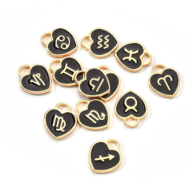 Charms 12pcs/set Enamel Heart Pendants Black White Alloy 12 Constellations For Bracelet Jewelry Making Accessories Bulk, Bronze;silver
Charms 12pcs/set Enamel Heart Pendants Black White Alloy 12 Constellations For Bracelet Jewelry Making Accessories Bulk, Bronze;silver