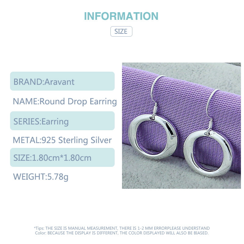 Silver Earring Round Drop Earrings Women Silver Jewelry