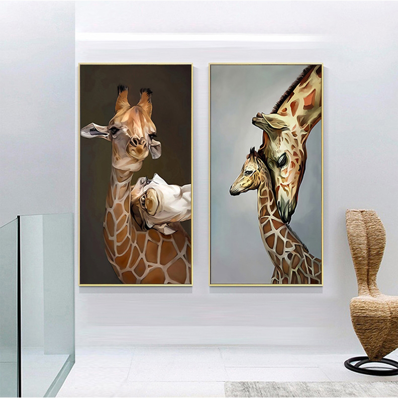 Giraffe Pictures Animal Posters And Prints Oil Painting On Canvas Wall Art For Living Room Home Decoration Deer