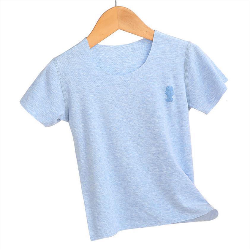 summer modal childrens short sleeve t shirt baby y cut top, Blue