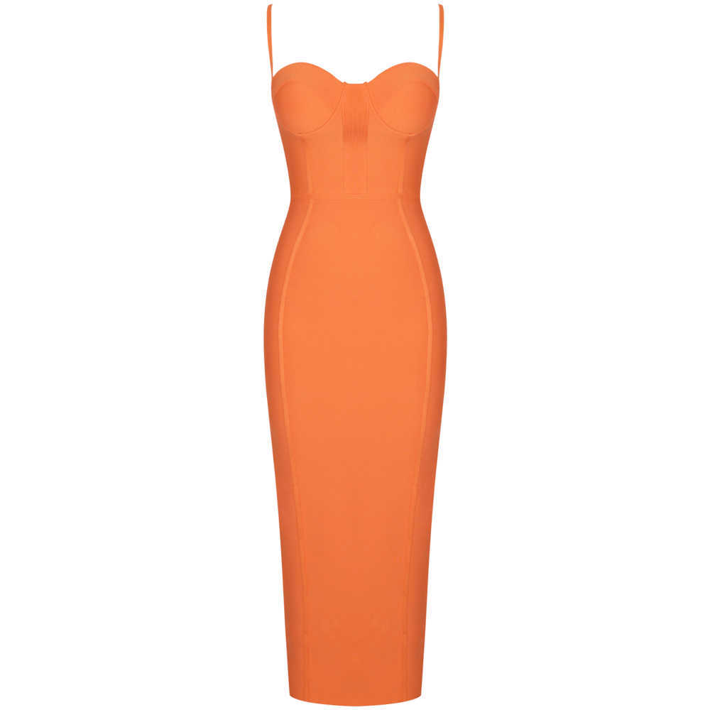 Bandage Dress evening summer women's long maxi bodycon dress ribbed orange red black sexy party dress club birthday outfits 210630