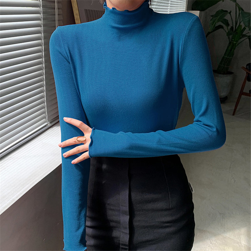 Fashion Women Arrival Shirt Solid Warm Thicken Large Size Casual Basic Korea Brief Minimalist Tops T-shirt 210421