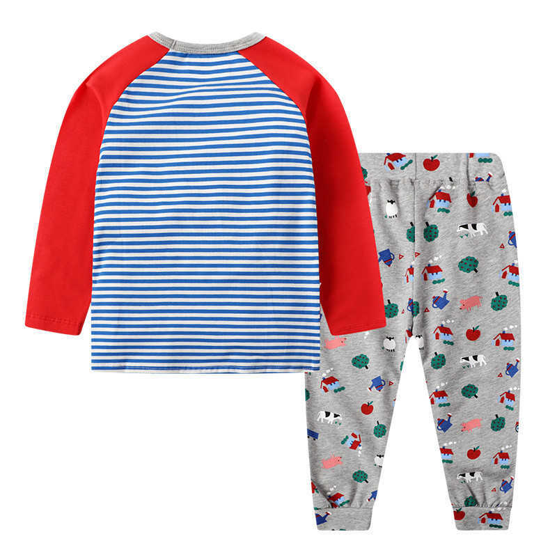 Jumping Applique clothing sets baby boys autumn suits for Christmas festival children clothes tops + pants 210529