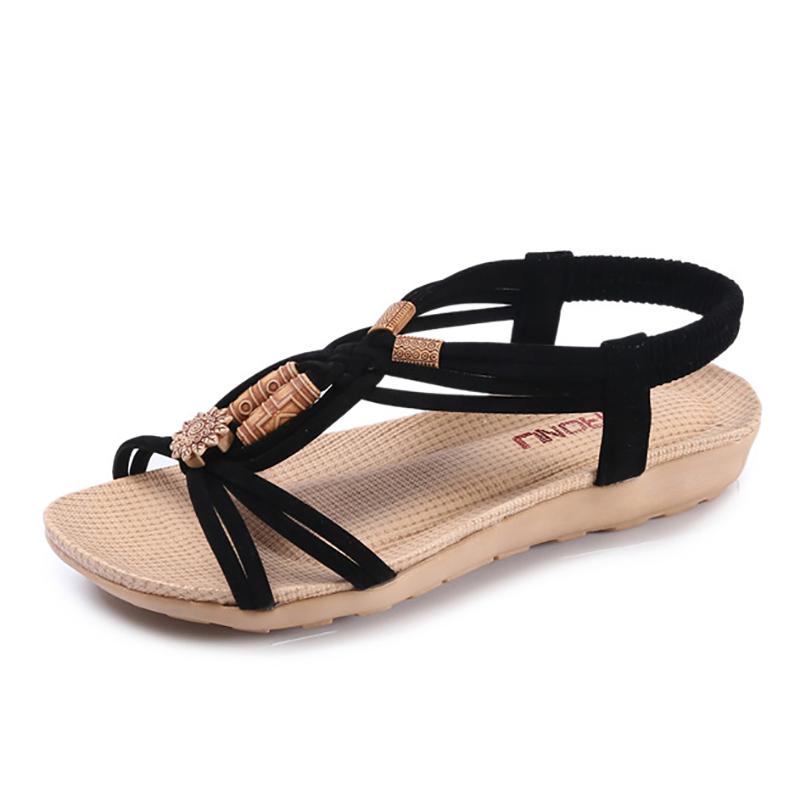 Sandals Summer Wedges For Women Fashion Boho Platform Shoes String Bead Lady Elastic Band Gladiator 2021