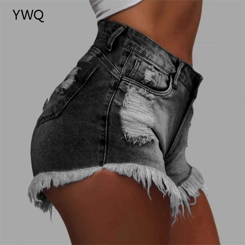 Women Ripped Denim Shorts Summer Plus Size High Waist Slim Tassled Hole Sexy Denim Shorts Fashion Sexy Loose Wide Leg Shorts 210625