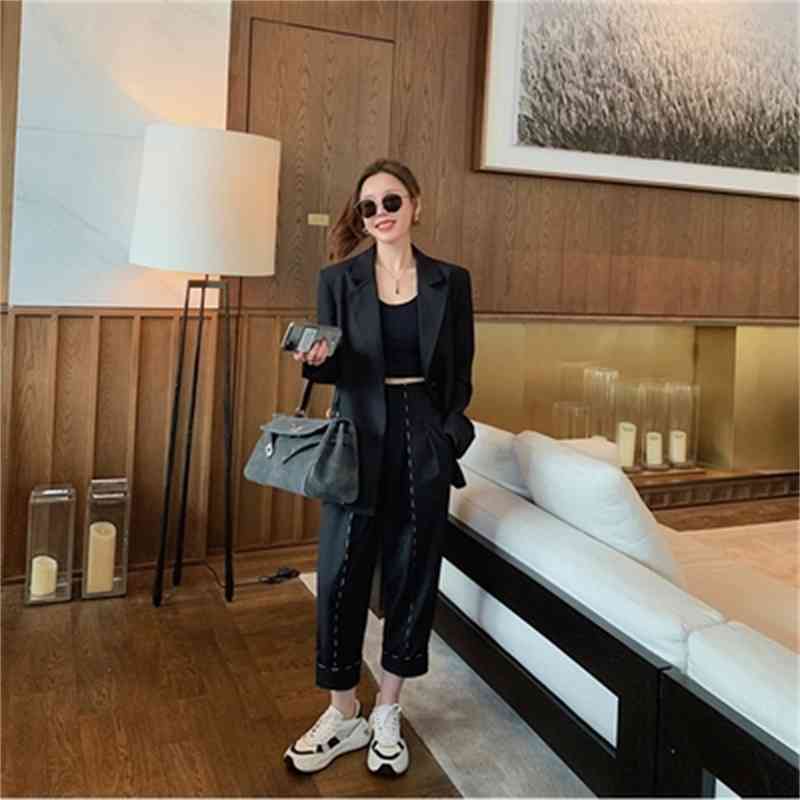 Korean Ol Style Single-breasted Women Suit Blazers Long Sleeve Notched Collar Casual Fashion Workwear Coats Blazers Femme 210515