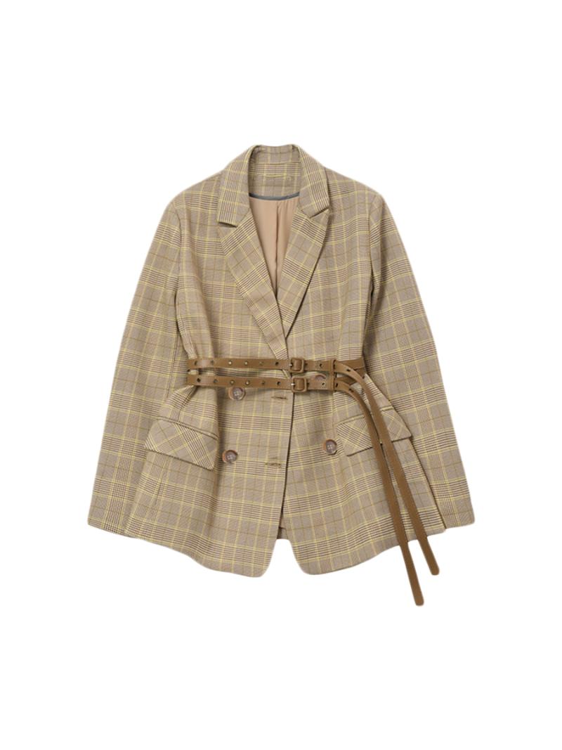 Women' Suits & Blazers Jacket Plaid Suit 2021 Spring Autumn French Style Vintage Slim Double Breasted All-Match Free Belt, Khaki
Women' Suits & Blazers Jacket Plaid Suit 2021 Spring Autumn French Style Vintage Slim Double Breasted All-Match Free Belt, Khaki