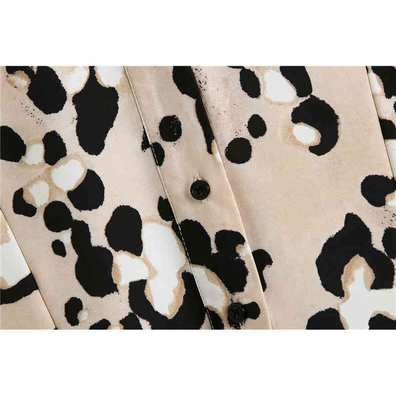 Evfer Women Vintage Leopard Pirnt Hm Autumn Loose Long Dresses Female Casual Sleeve O-Neck High Waist Sprint Shirt Dress 210421