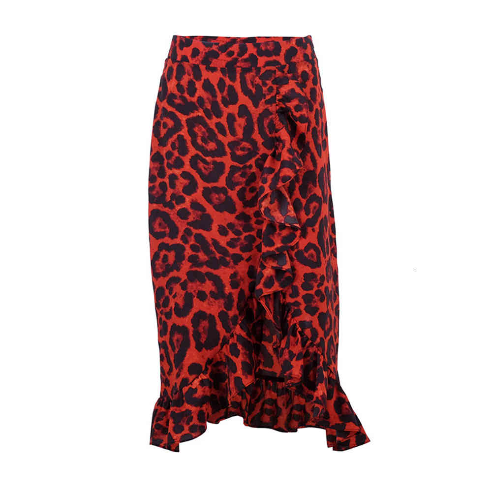 Skirt Women Summer Leopard Print Vintage Long Women's Casual High Waist Pleated Fashion 210428