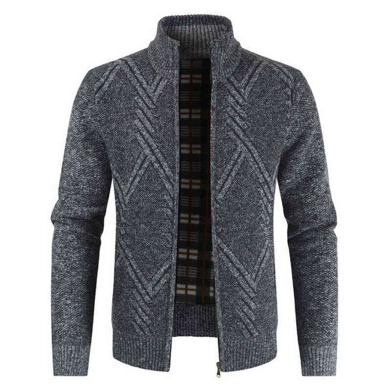 AIOPESON Autumn Winter Jacket Men Coats Solid Slim Fit Thick Fleece Casual Stand Collar Zip 211110