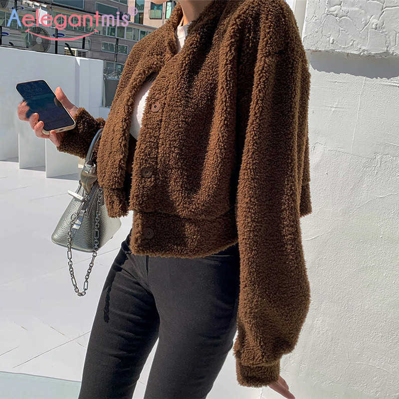 Aelegantmis Fashion Streetwear Faux Fur Fluffy Coat Women ry Lamb Short Jacket Ladies Winter Warm Casual Outerwear Tops 210607, Brown
Aelegantmis Fashion Streetwear Faux Fur Fluffy Coat Women ry Lamb Short Jacket Ladies Winter Warm Casual Outerwear Tops 210607, Brown