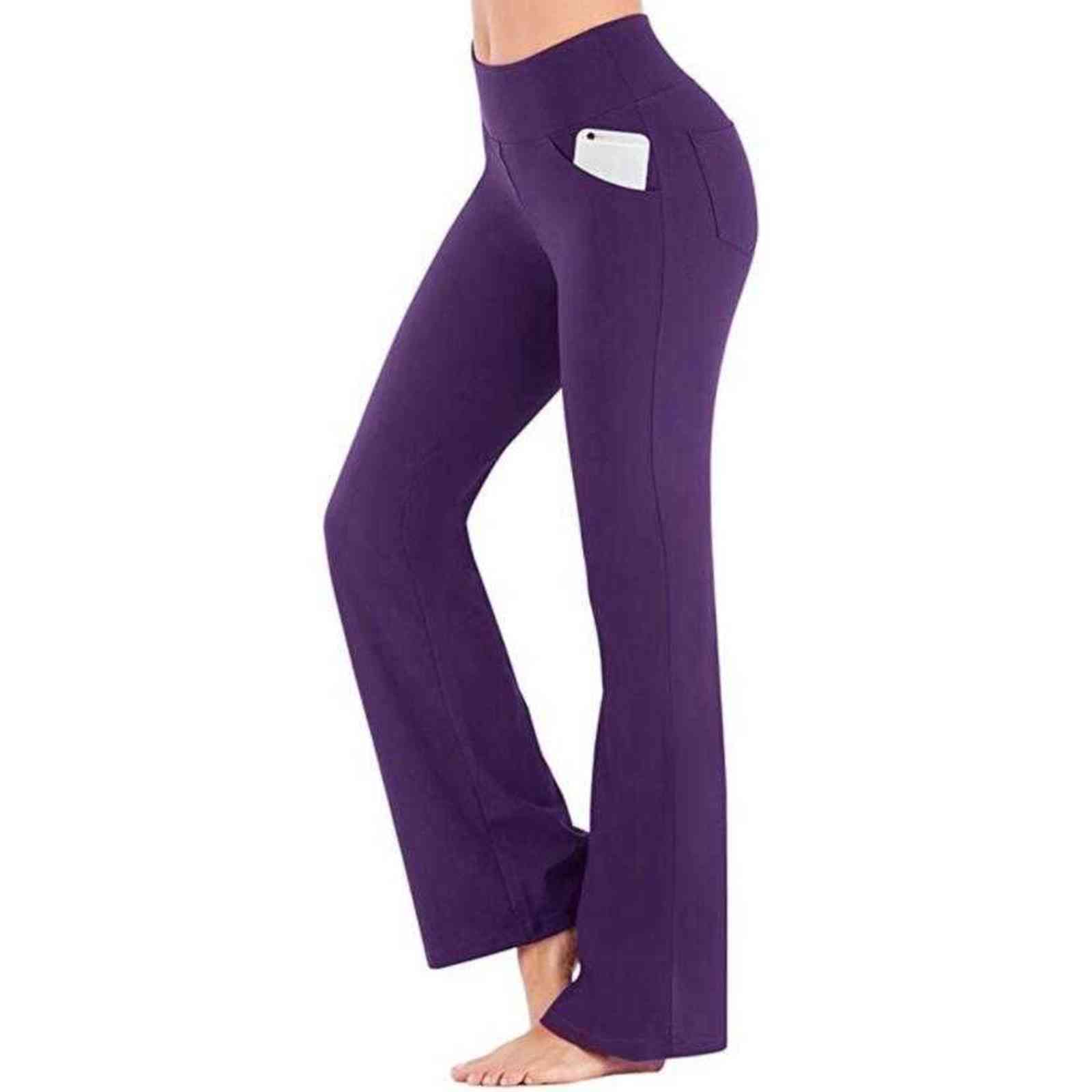 Bootcut Flare Pants for Women with Pockets High Waist Workout Bootleg Work Dress Plus Size 4XL 211115
