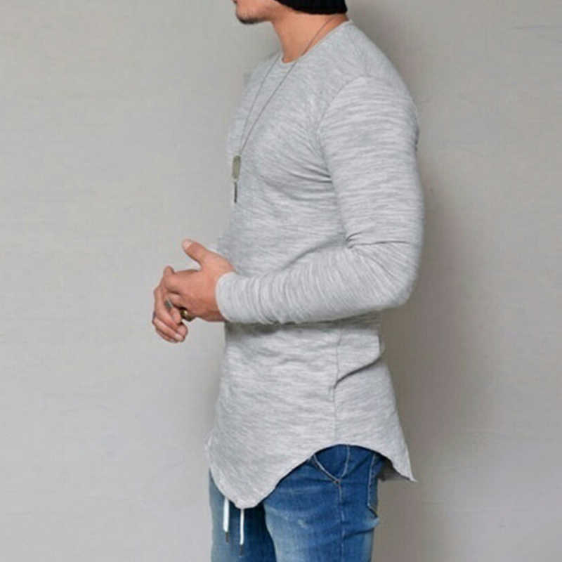 10 Colors Plus Size S-4XL 5XL Summer&Autumn Fashion Casual Slim Elastic Soft Solid Long Sleeve Men T Shirts Male Fit Tops Tee 210623