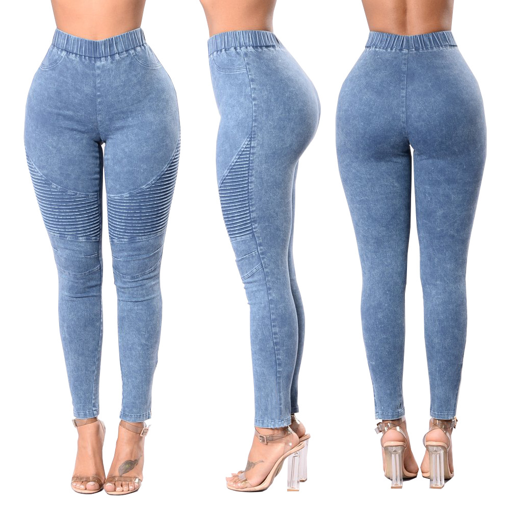Women Denim Skinny Jeggings Pants High Waist Stretch Jeans Slim Pencil Trousers jeans femme