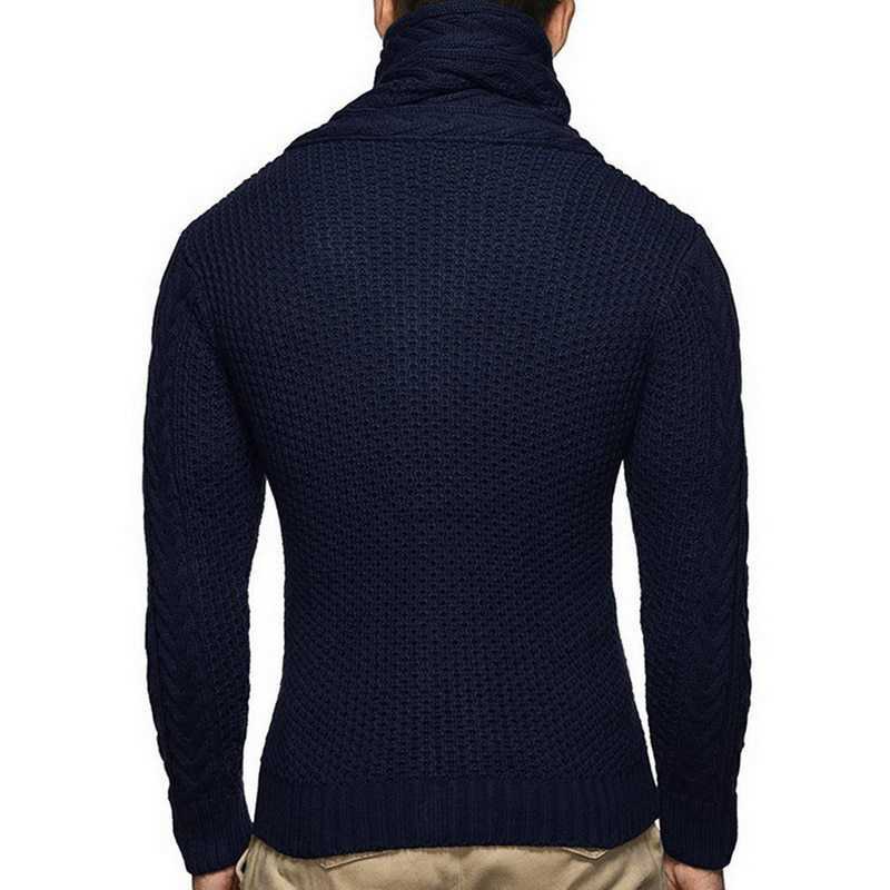 Mens buckle Sweater Cardigan Autumn winter Fashion Warm Thick Hedging Turtleneck Knitting Jumper Sweaters 201012