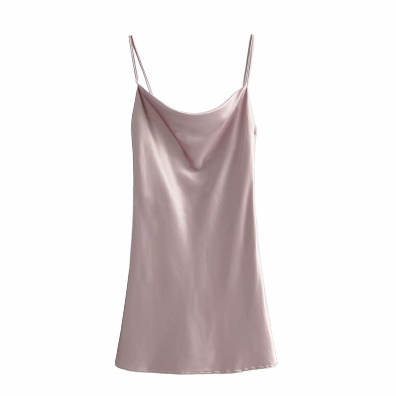 PUWD Casual Women Square Collar High Waist Dress Summer Fashion Ladies Office Sexy Female Satin Solid Color Mini 210522