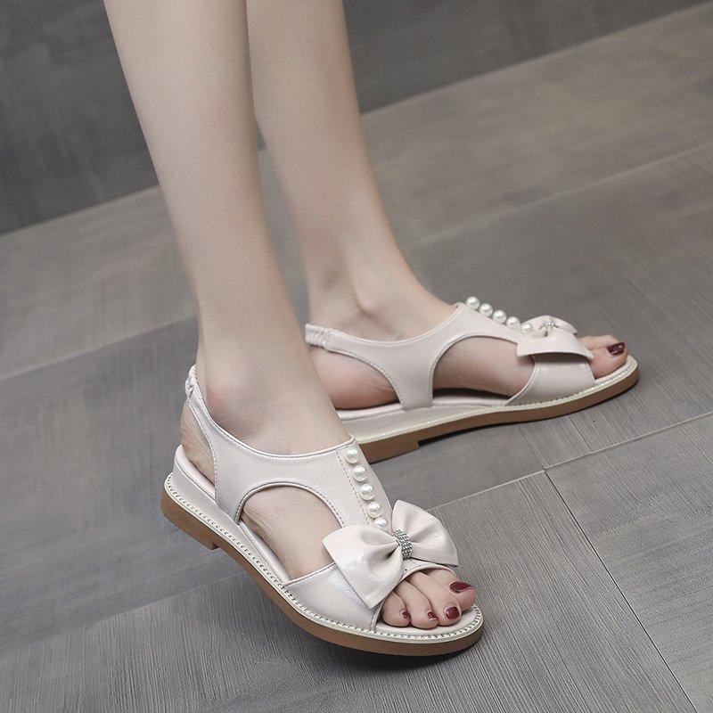 Sandals Low Woman Leather Summer All-Match Female Shoe Clear Heels Low-heeled Fashion Comfort Pearl Girls Beach Beige B PIGE
Sandals Low Woman Leather Summer All-Match Female Shoe Clear Heels Low-heeled Fashion Comfort Pearl Girls Beach Beige B PIGE
