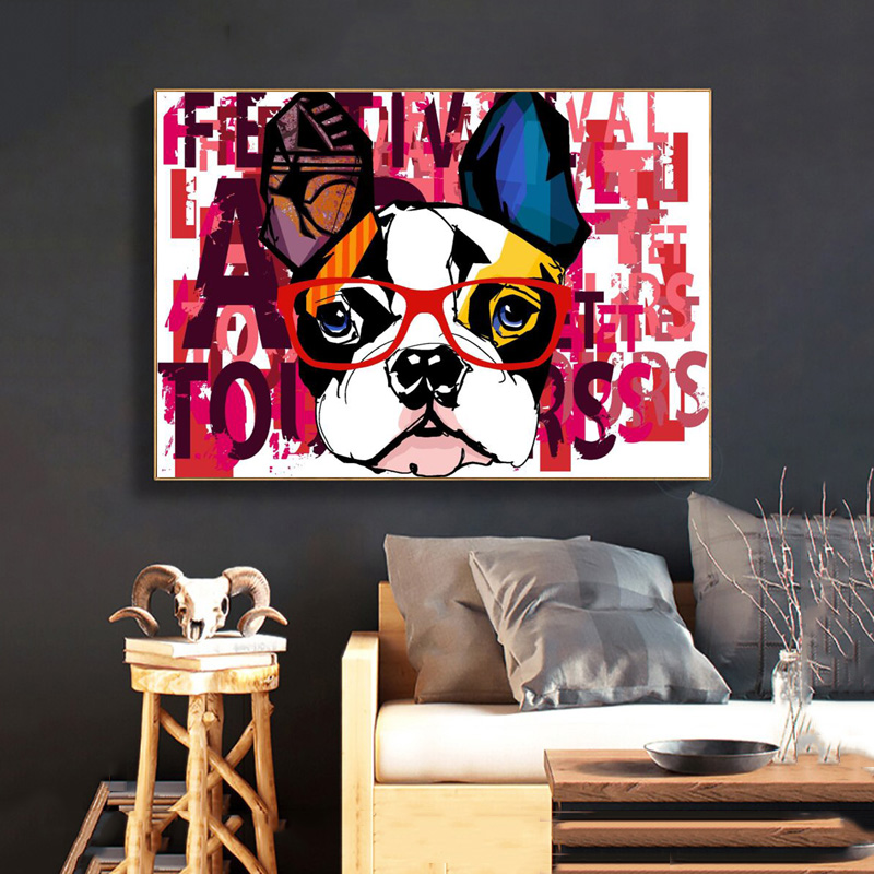 Graffiti Abstract Animal Posters Canvas Painting Funny Dog Pictures Canvas Prints Wall Art For Living Room Modern Home Decor