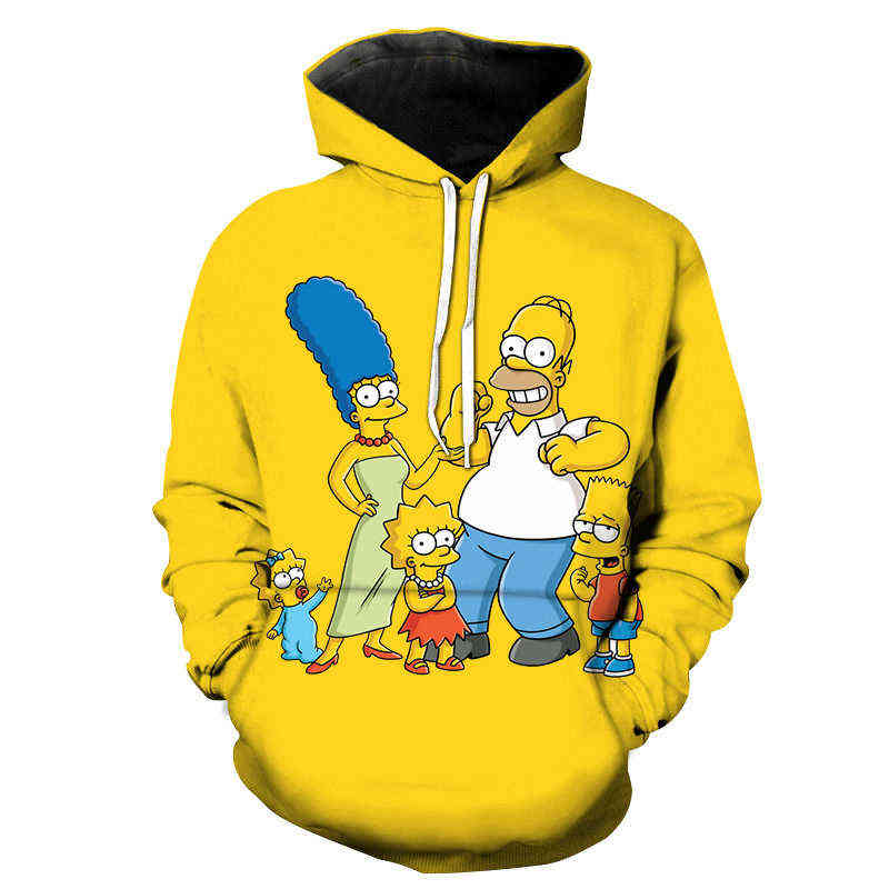 New trend sweater cartoon animation Simpsons family printed men's and women's casual Hoodie, White
New trend sweater cartoon animation Simpsons family printed men's and women's casual Hoodie, White