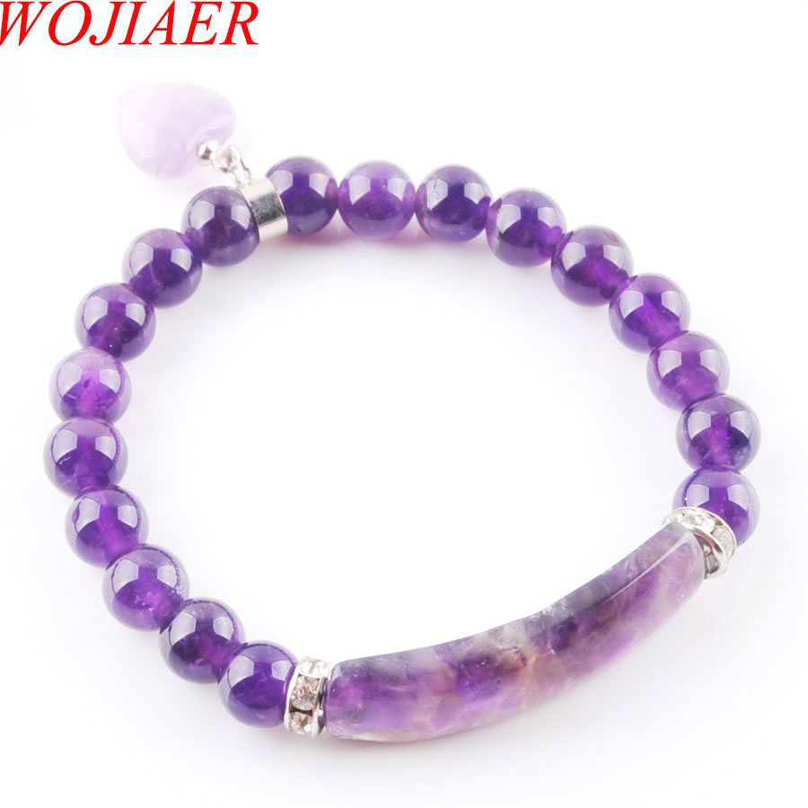 WOJIAER Natural Stone Beads Amethyst Strand Bracelets & Bangles Heart Shape Charm Fitting Women Jewelry Love Gifts K3340
WOJIAER Natural Stone Beads Amethyst Strand Bracelets & Bangles Heart Shape Charm Fitting Women Jewelry Love Gifts K3340