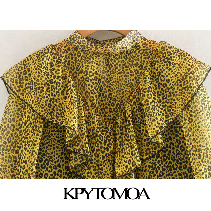 Women Chic Fashion Leopard Print Ruffled Mini Dress Half Sleeve Animal Pattern Female Dresses Vestidos 210420