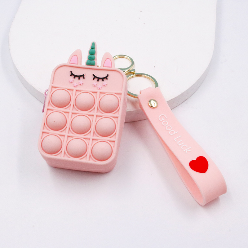 Simple Keyrings Coin Purse Dimple Fidget Toys Push Bubble Sensory Toy Soft Squishy Antistress Keychain