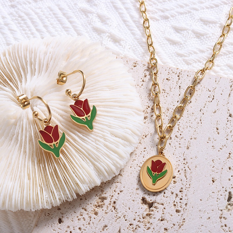 Tulip Jewelry Sets 18K Gold PLated 40+5cm Necklace Pendants And Stud Earrings For Wedding Gift Christmas Set, Golden
Tulip Jewelry Sets 18K Gold PLated 40+5cm Necklace Pendants And Stud Earrings For Wedding Gift Christmas Set, Golden
