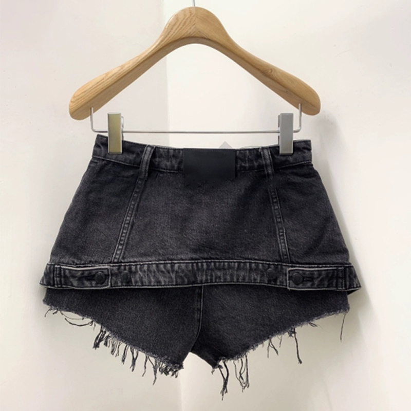 VGH Patchwork Button Blue Denim Short For Women High Waist Casual Mini Skirt Shorts Female Fashion New Clothing Stylish 210421