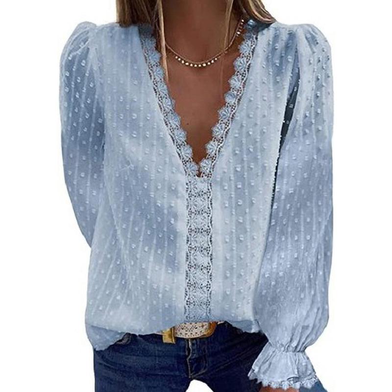 Women' Blouses & Shirts Chiffon Shirt Women Summer Style European And American Solid Color Jacquard V-neck Long-sleeve Womens Tops, Green
Women' Blouses & Shirts Chiffon Shirt Women Summer Style European And American Solid Color Jacquard V-neck Long-sleeve Womens Tops, Green