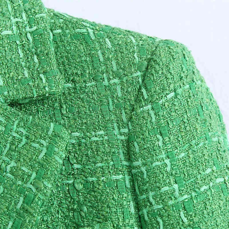 Slim Women Green V Neck Long Sleeve Coat Spring-autumn Fashion Ladies Vintage Female Single Breasted Blazer 210515