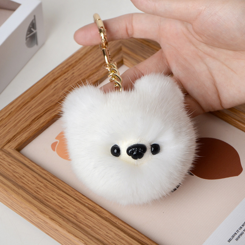 Yutong Mink Fur Bomei Dog Bag Pendant Lovely Car Key Chain Plush Jewelry