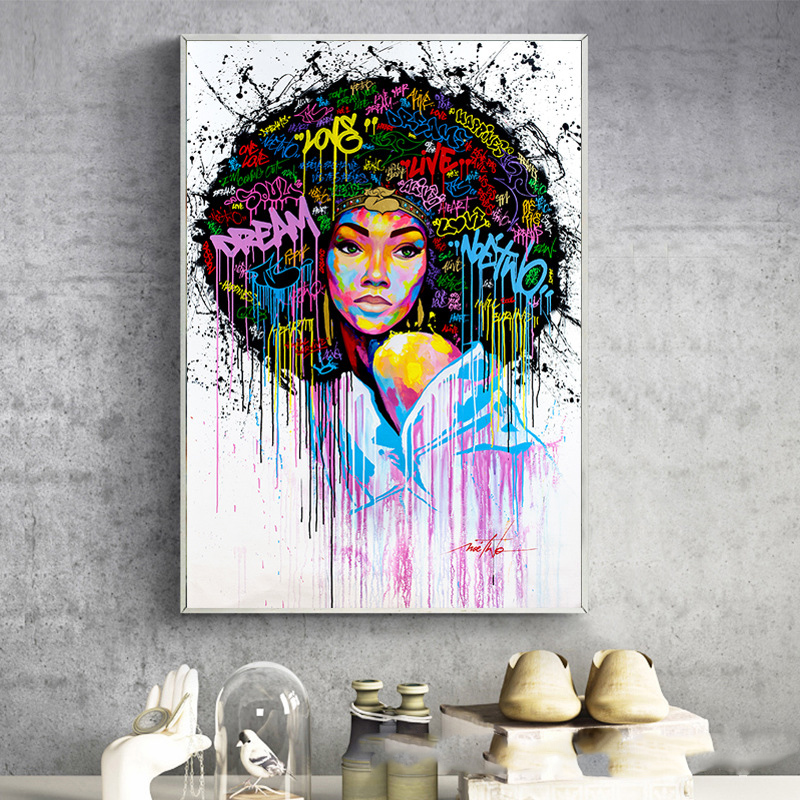 Modern Graffiti Art Canvas Paintings Abstract African Girl Posters and Print Canvas Black Woman Cuadros Wall Pictures Home Decor
Modern Graffiti Art Canvas Paintings Abstract African Girl Posters and Print Canvas Black Woman Cuadros Wall Pictures Home Decor