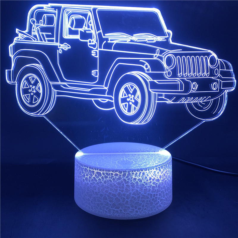 Jeep 3D Led Night Light Acrylic Nightlight Color Changing APP Control Atomsphere Table Lamp Kids Bedroom Unique Gift for Birthday
Jeep 3D Led Night Light Acrylic Nightlight Color Changing APP Control Atomsphere Table Lamp Kids Bedroom Unique Gift for Birthday