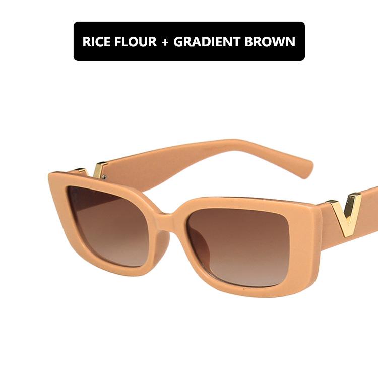 Sunglasses Retro Frame Rectangle For Women Luxury V Sun Glasses Men Fashion Jelly With Metal Hinges UV400Sunglasses