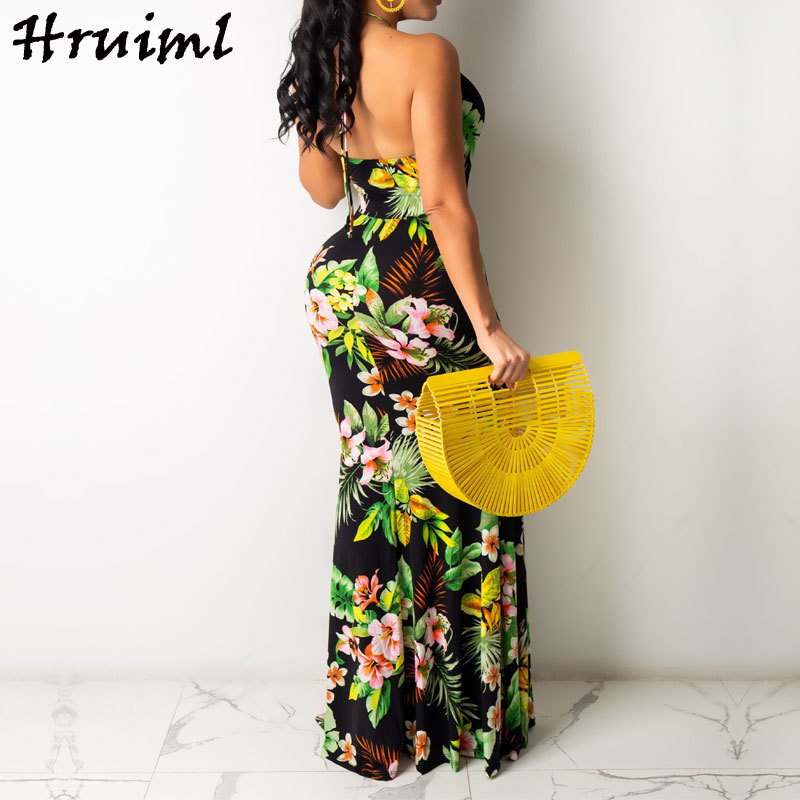 Fashion Arrival Dress Women Sexy Floral Printed Long with Tie Rope Clubwear Backless es for Elegant 210515